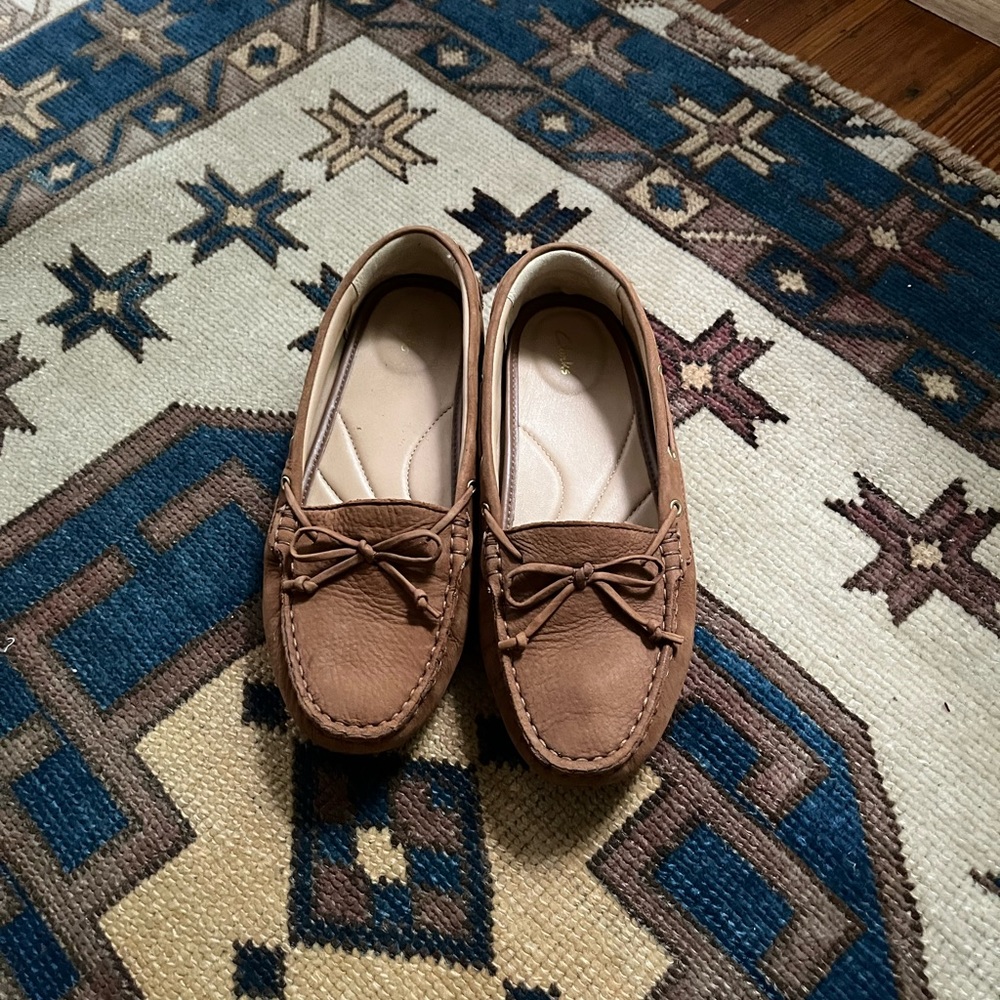Tan Clarks Loafers